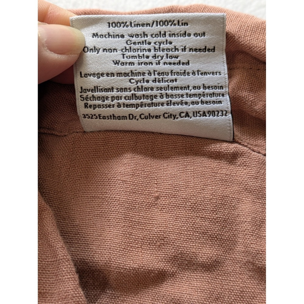 Parachute 100% Linen Shirt 1X Terra Cotta Oversized Button Front Top Relaxed - Picture 4 of 10